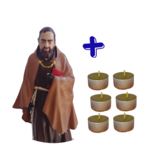 Kit Padre Pio + 6 Velas Cera de Abelha